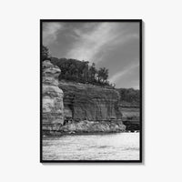 Pictured Rocks Black and White Fine Art Photo Print, Munising Michigan Poster