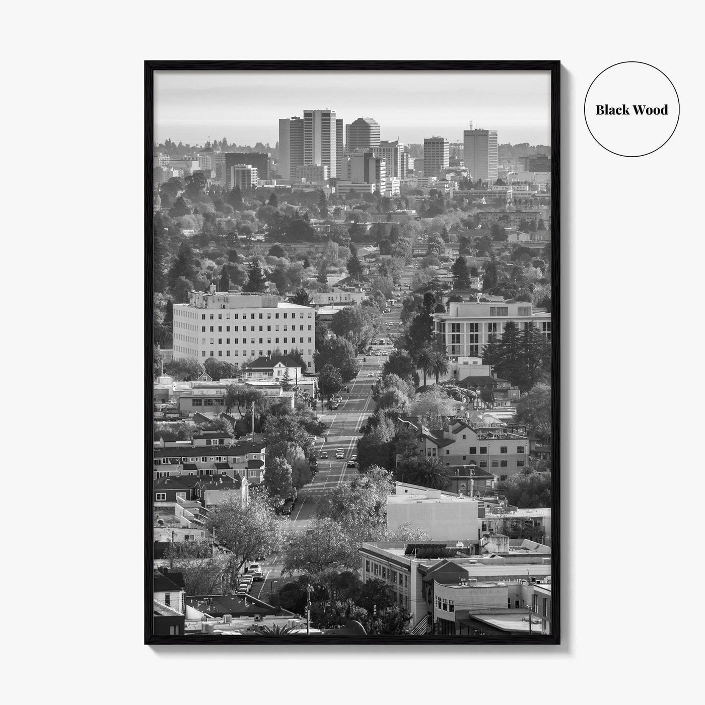 Oakland Skyline Black and White Fine Art Photo Print, Berkeley San Francisco Bay Poster