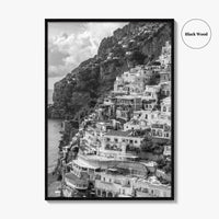 Positano Black and White Fine Art Photo Print, Amalfi Coast Italy Poster