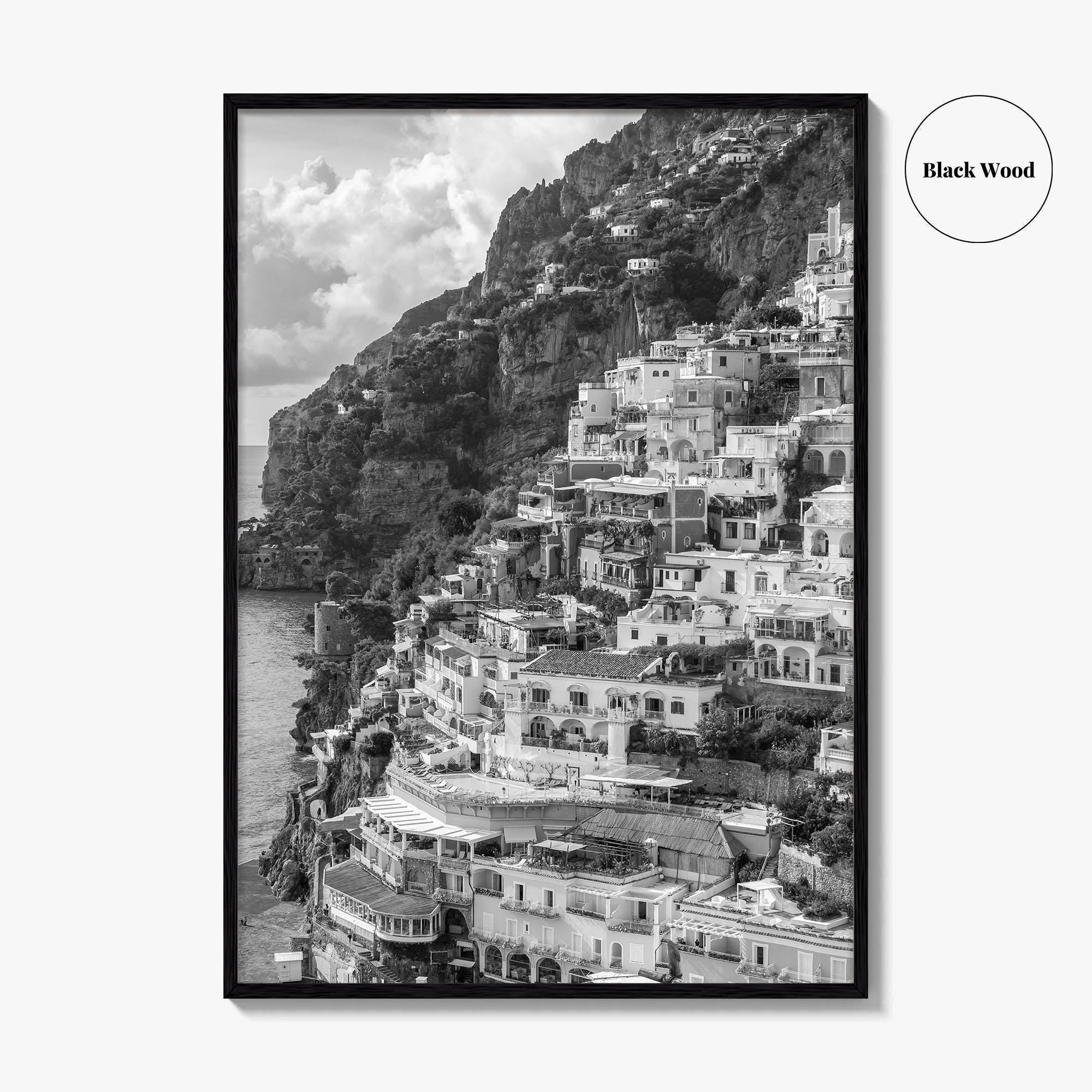 Positano Black and White Fine Art Photo Print, Amalfi Coast Italy Poster