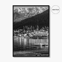 Queenstown Black and White Fine Art Photo Print, Lake Wakatipu, South Island Poster