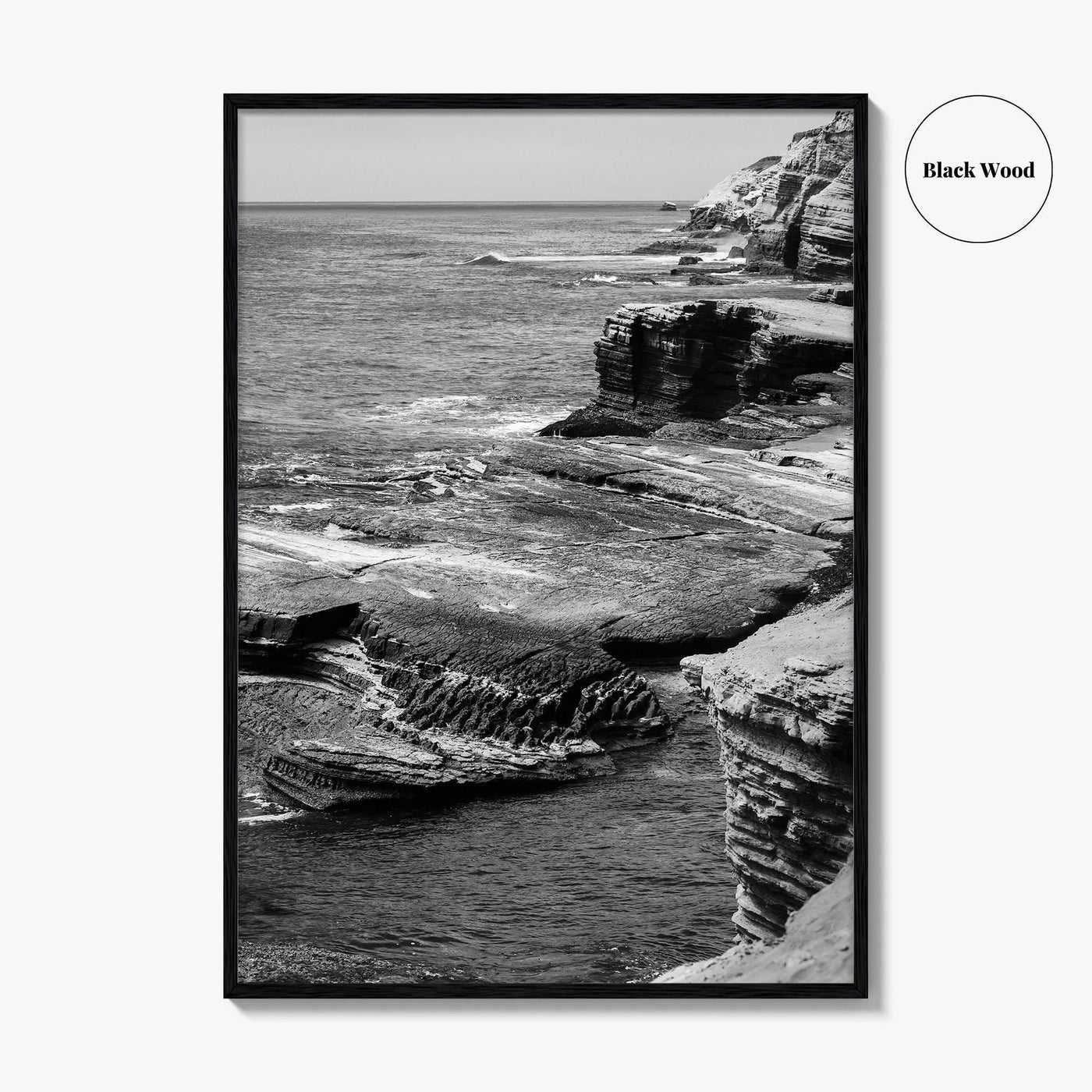 Point Loma Black and White Fine Art Photo Print, Sunset Cliffs San Diego Poster