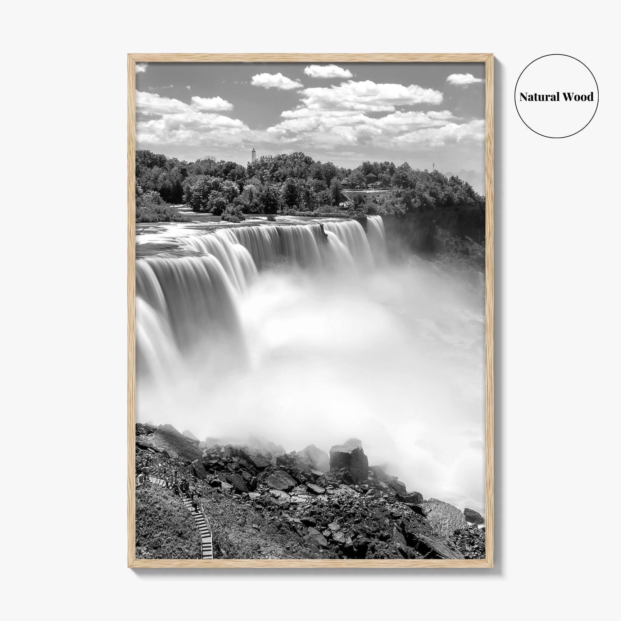 Niagara Falls Black and White Fine Art Photo Print, USA Canada Waterfall Ontario Poster