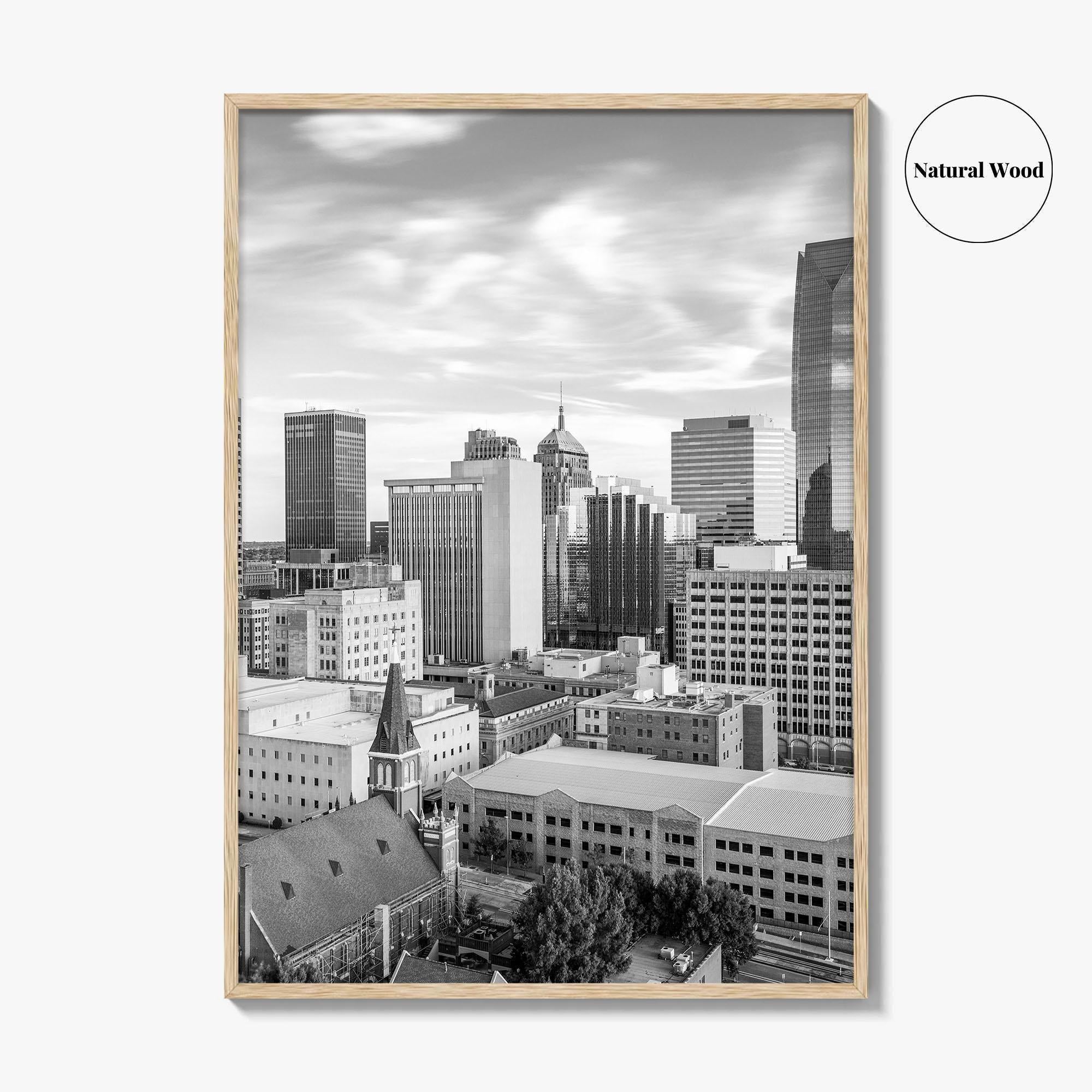Oklahoma City Skyline Black and White Fine Art Photo Print, OKC Poster