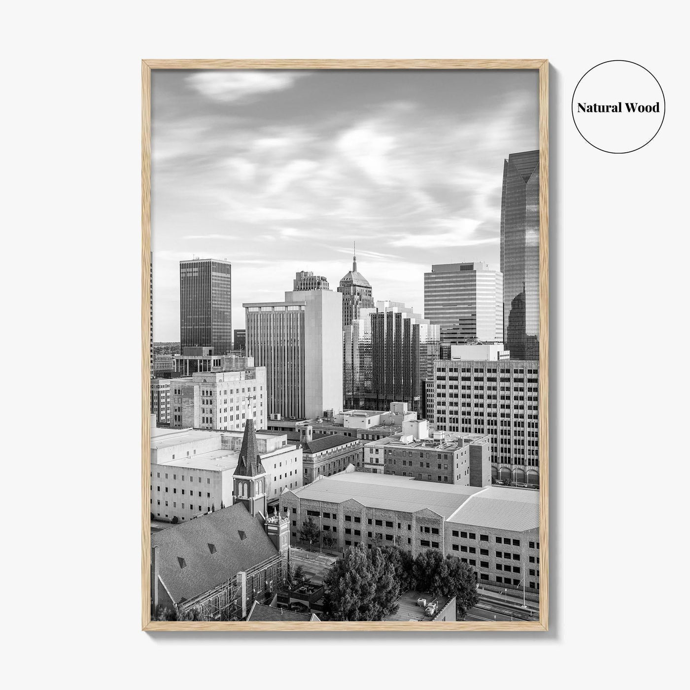 Oklahoma City Skyline Black and White Fine Art Photo Print, OKC Poster