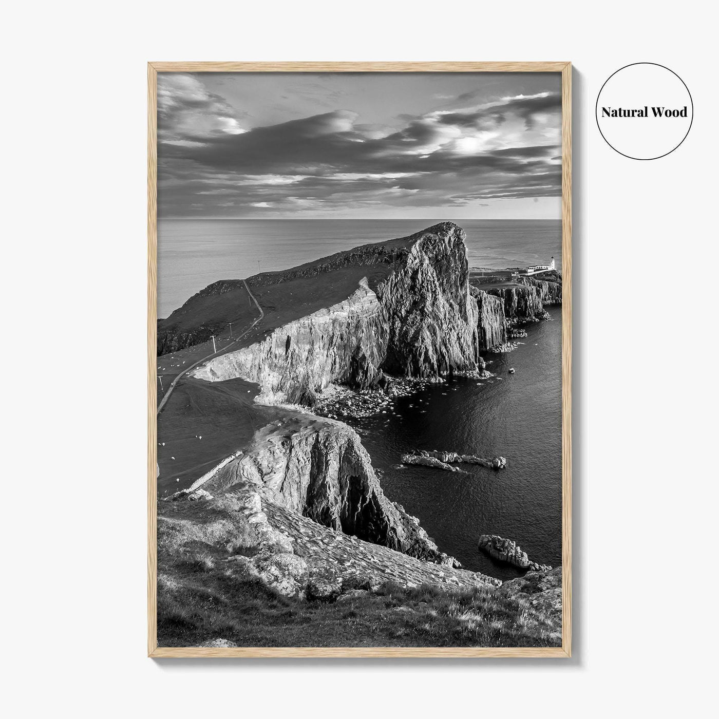 Neist Point Lighthouse Black and White Fine Art Photo Print, Isle of Skye Poster