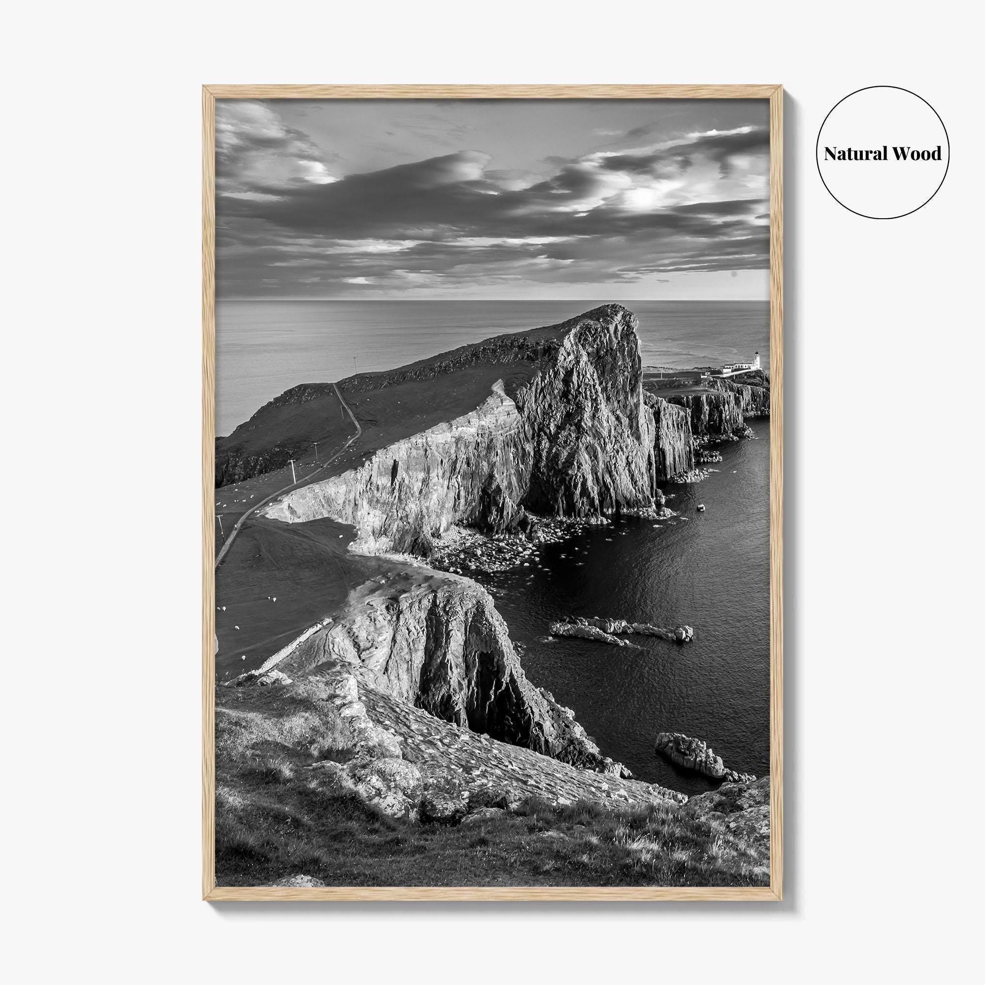 Neist Point Lighthouse Black and White Fine Art Photo Print, Isle of Skye Poster