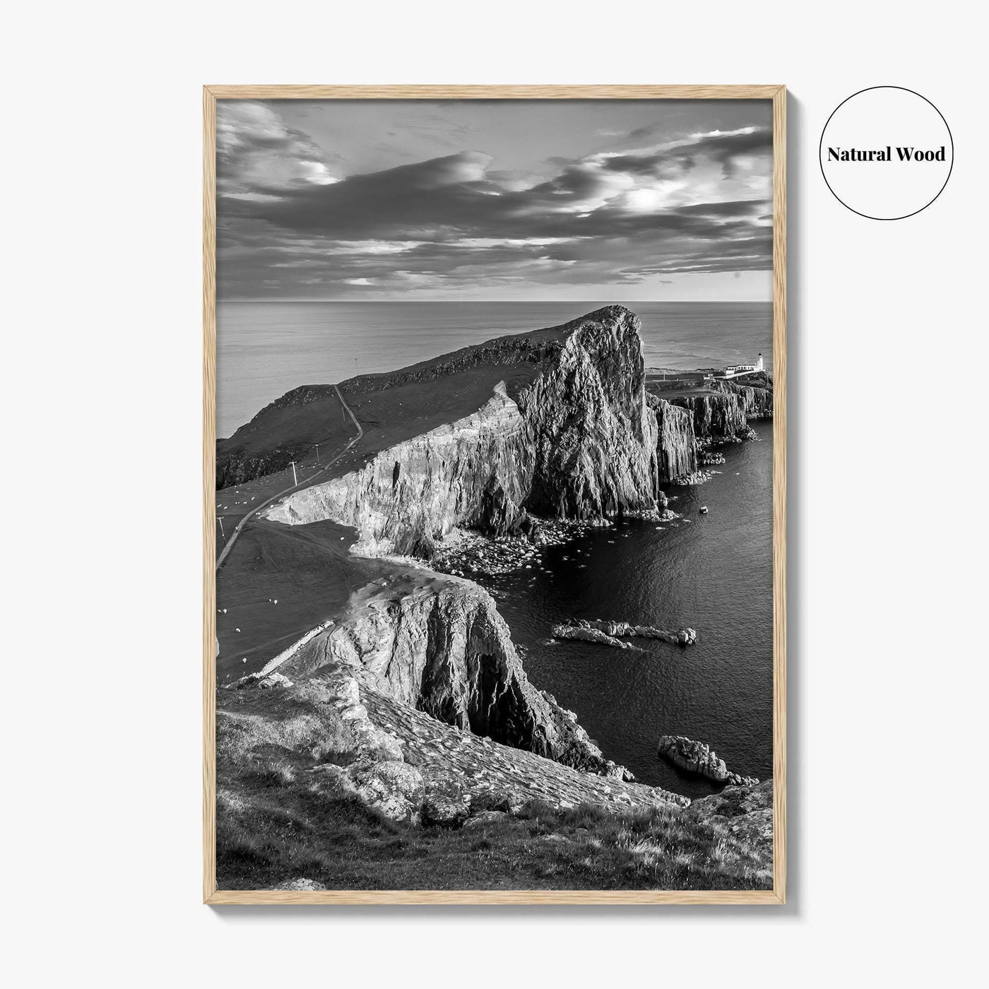 Neist Point Lighthouse Black and White Fine Art Photo Print, Isle of Skye Poster