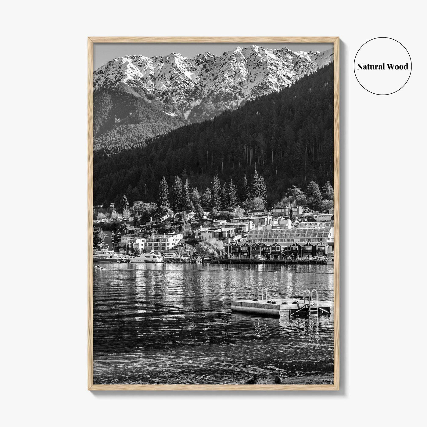 Queenstown Black and White Fine Art Photo Print, Lake Wakatipu, South Island Poster