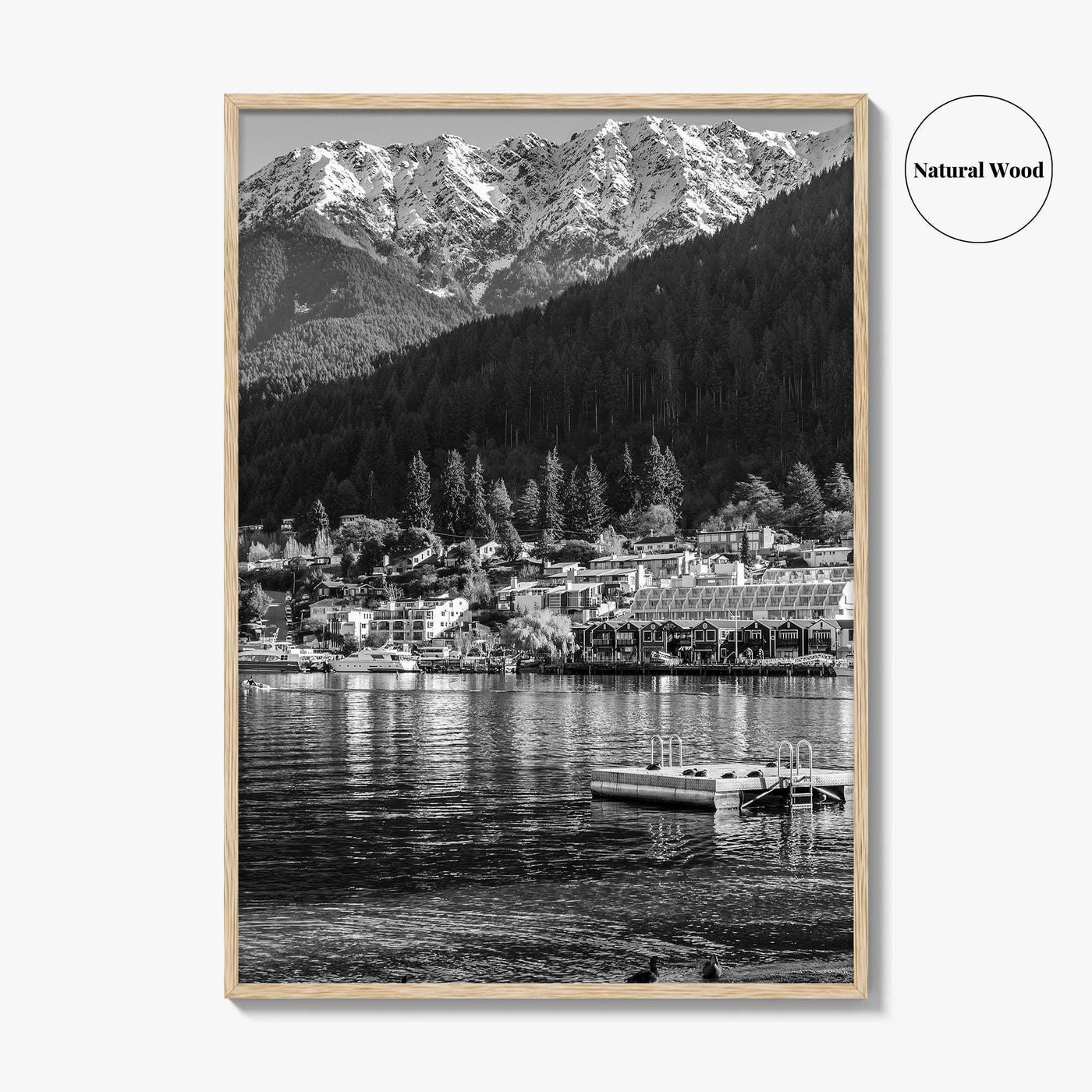 Queenstown Black and White Fine Art Photo Print, Lake Wakatipu, South Island Poster