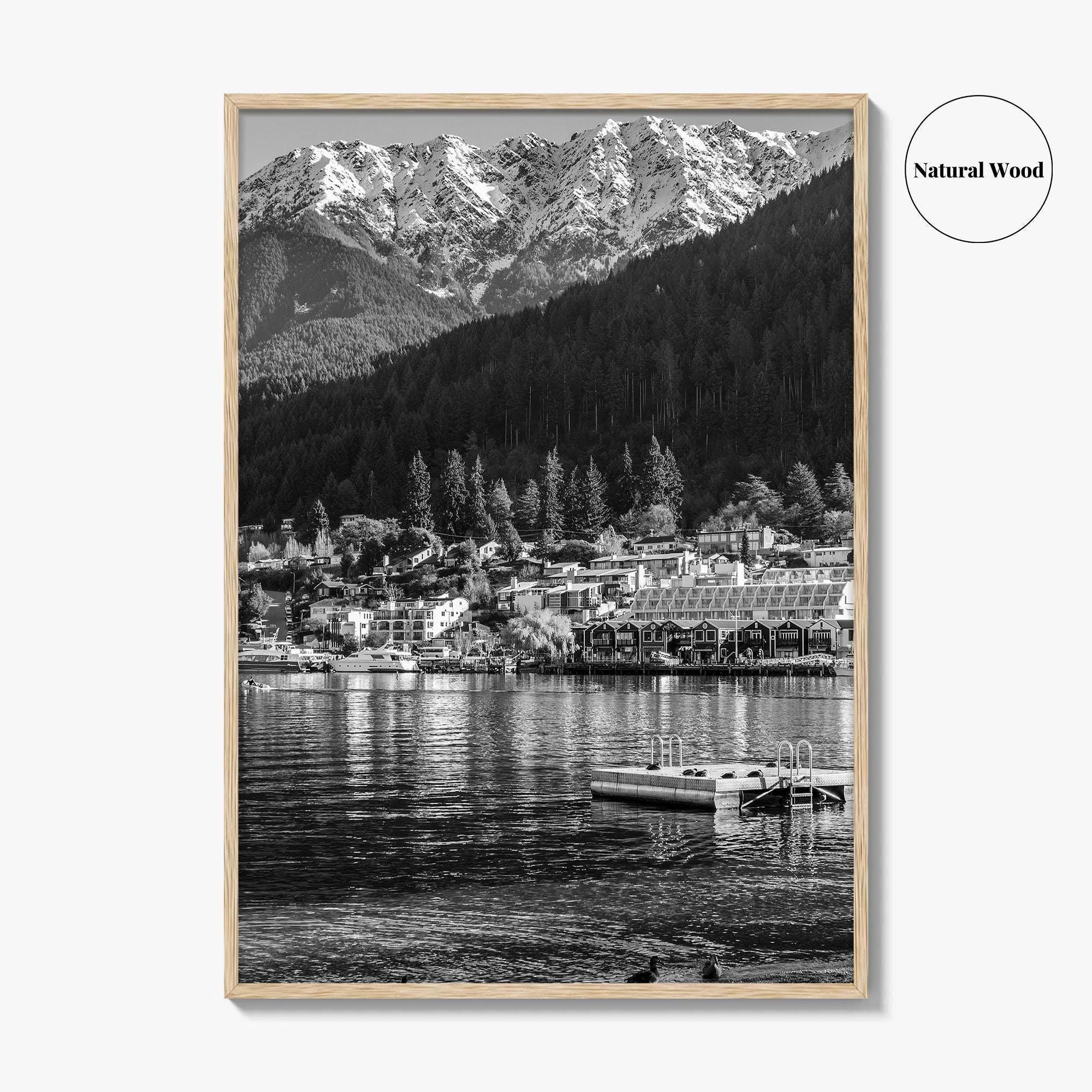 Queenstown Black and White Fine Art Photo Print, Lake Wakatipu, South Island Poster
