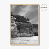 Pictured Rocks Black and White Fine Art Photo Print, Munising Michigan Poster