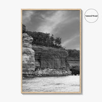 Pictured Rocks Black and White Fine Art Photo Print, Munising Michigan Poster