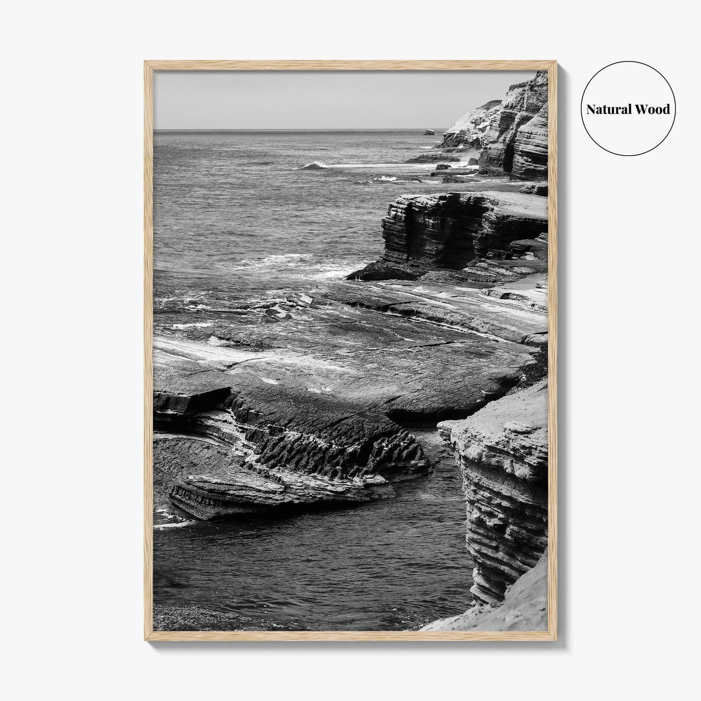 Point Loma Black and White Fine Art Photo Print, Sunset Cliffs San Diego Poster