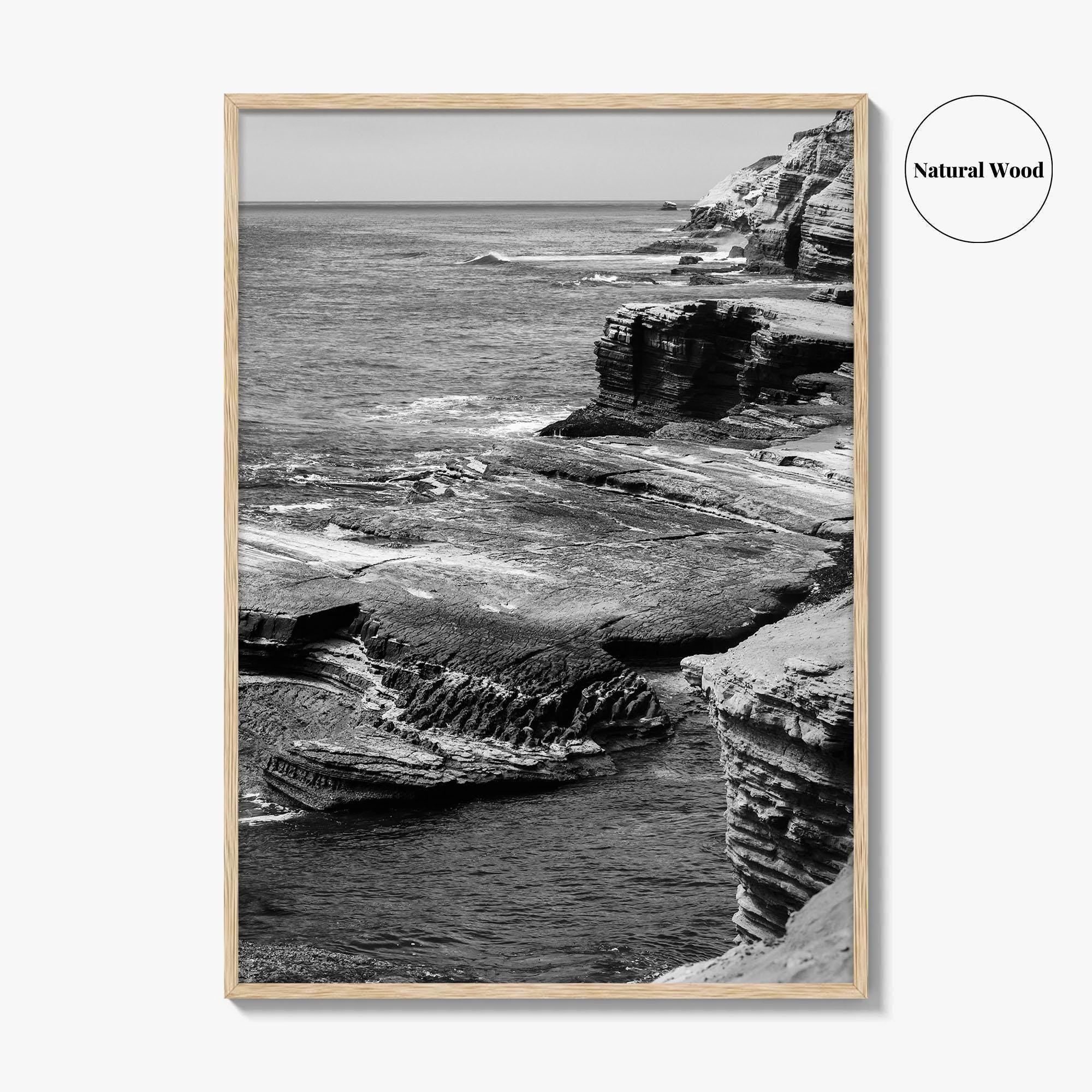 Point Loma Black and White Fine Art Photo Print, Sunset Cliffs San Diego Poster