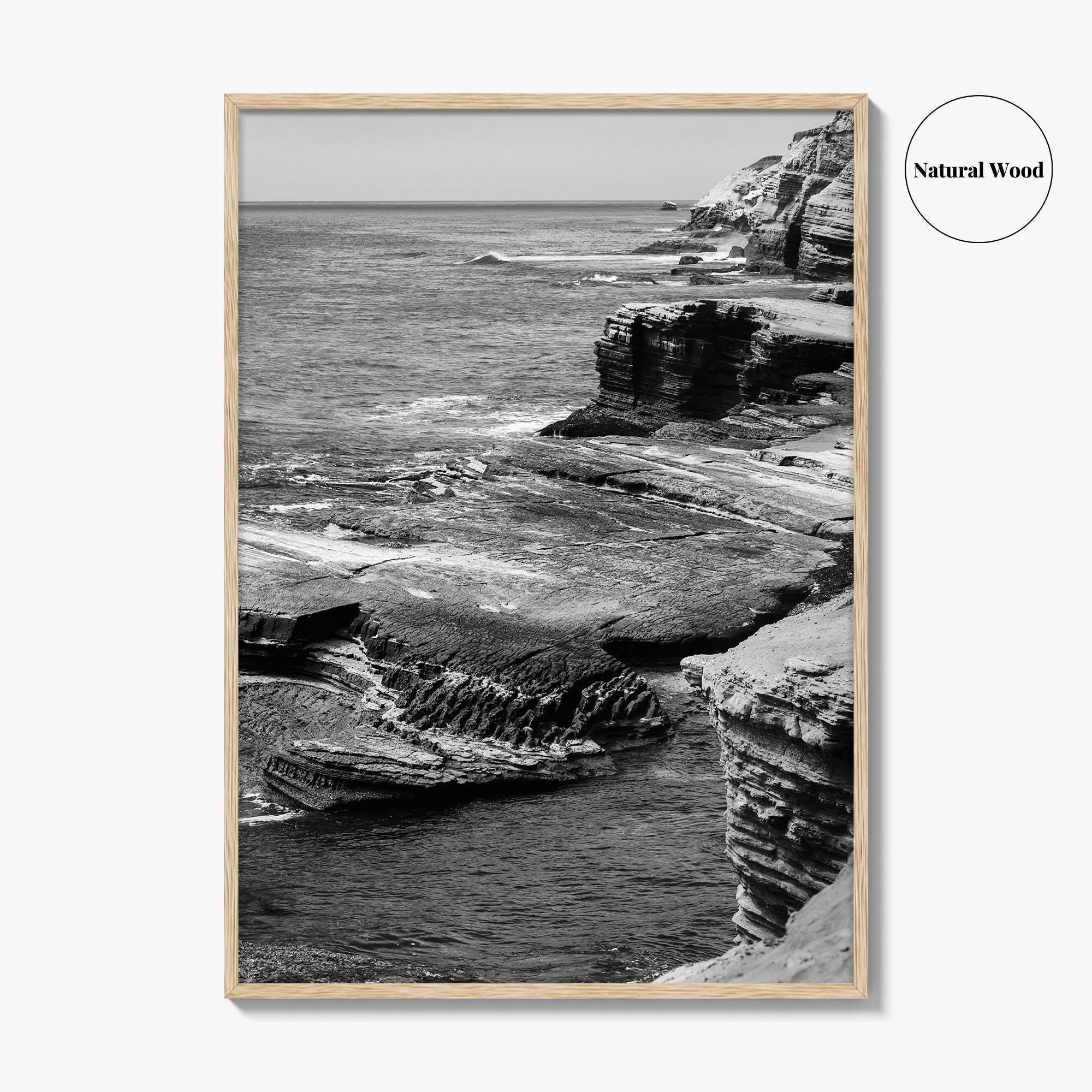Point Loma Black and White Fine Art Photo Print, Sunset Cliffs San Diego Poster
