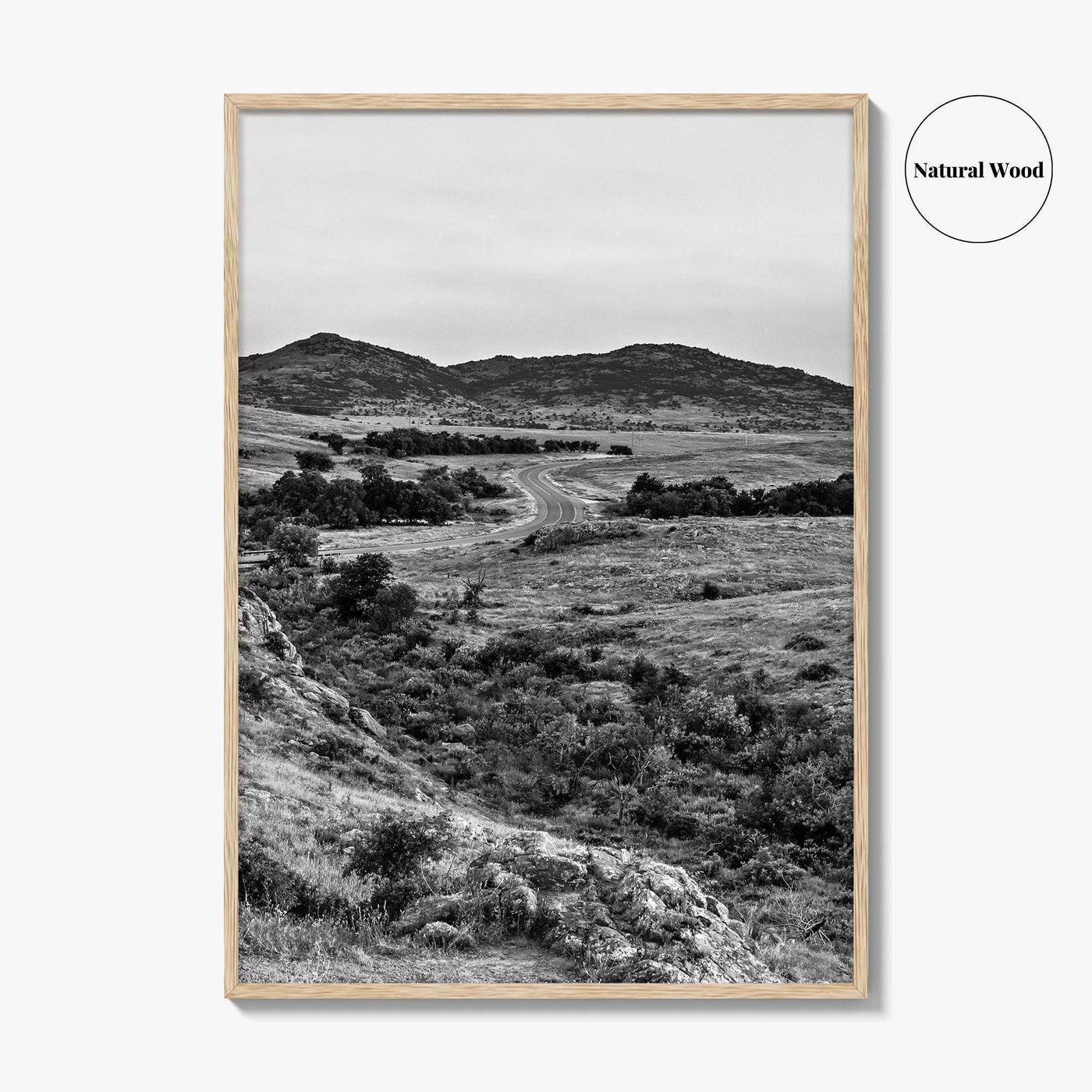 Oklahoma Black and White Fine Art Photo Print, Wichita Mountains, Lawton OK Wall Poster