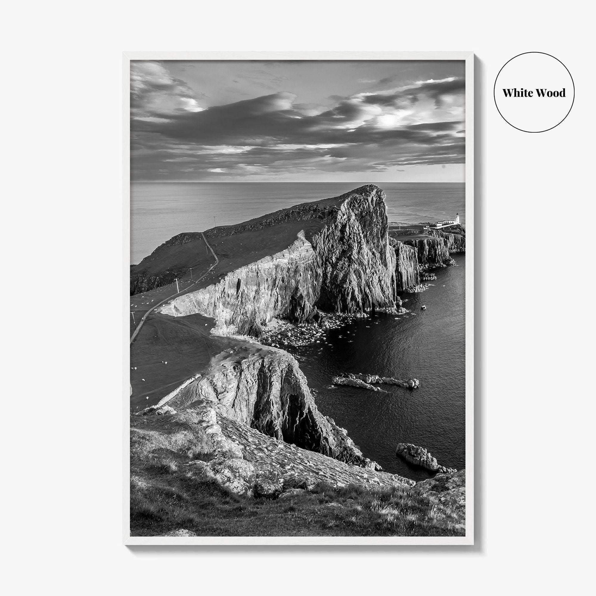 Neist Point Lighthouse Black and White Fine Art Photo Print, Isle of Skye Poster