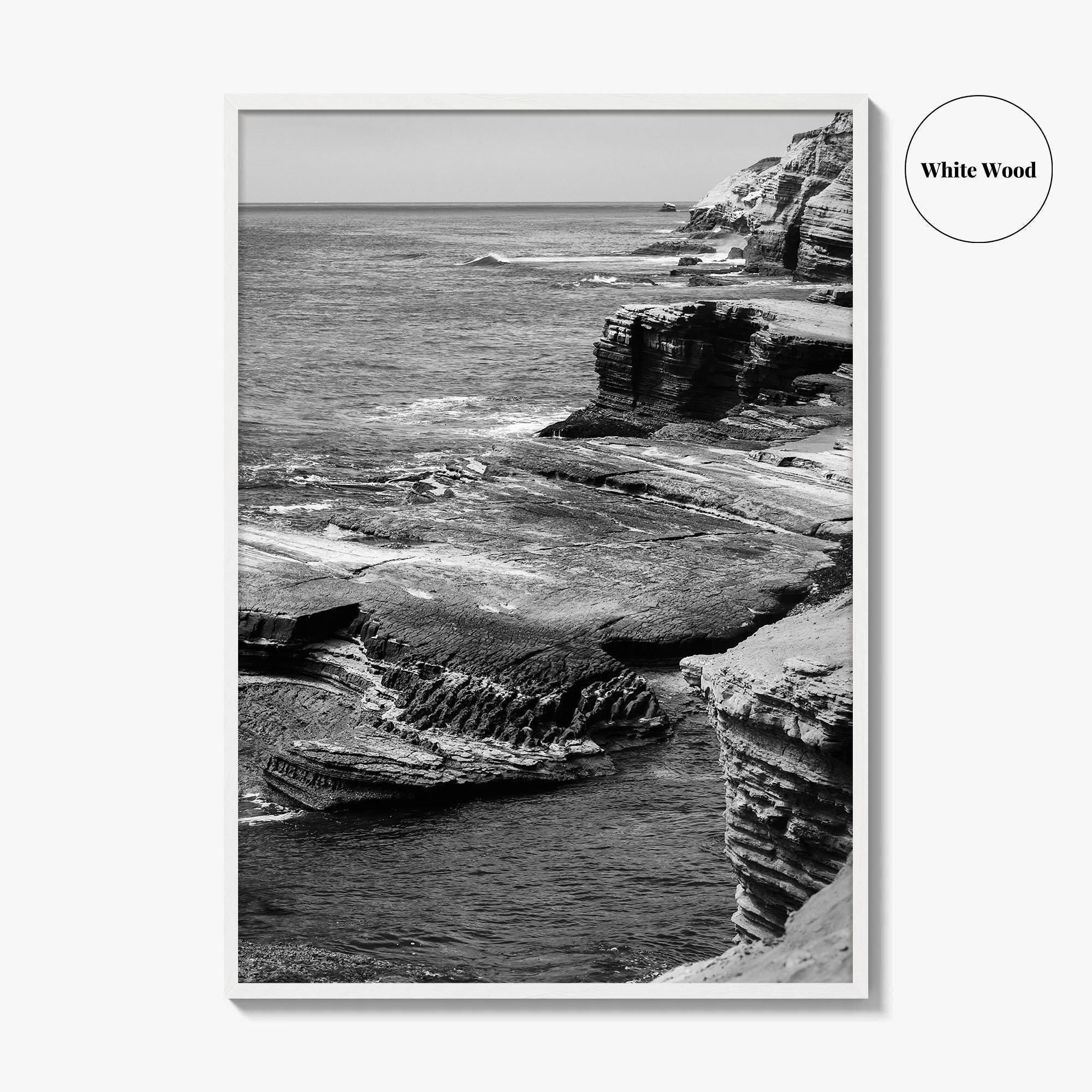 Point Loma Black and White Fine Art Photo Print, Sunset Cliffs San Diego Poster