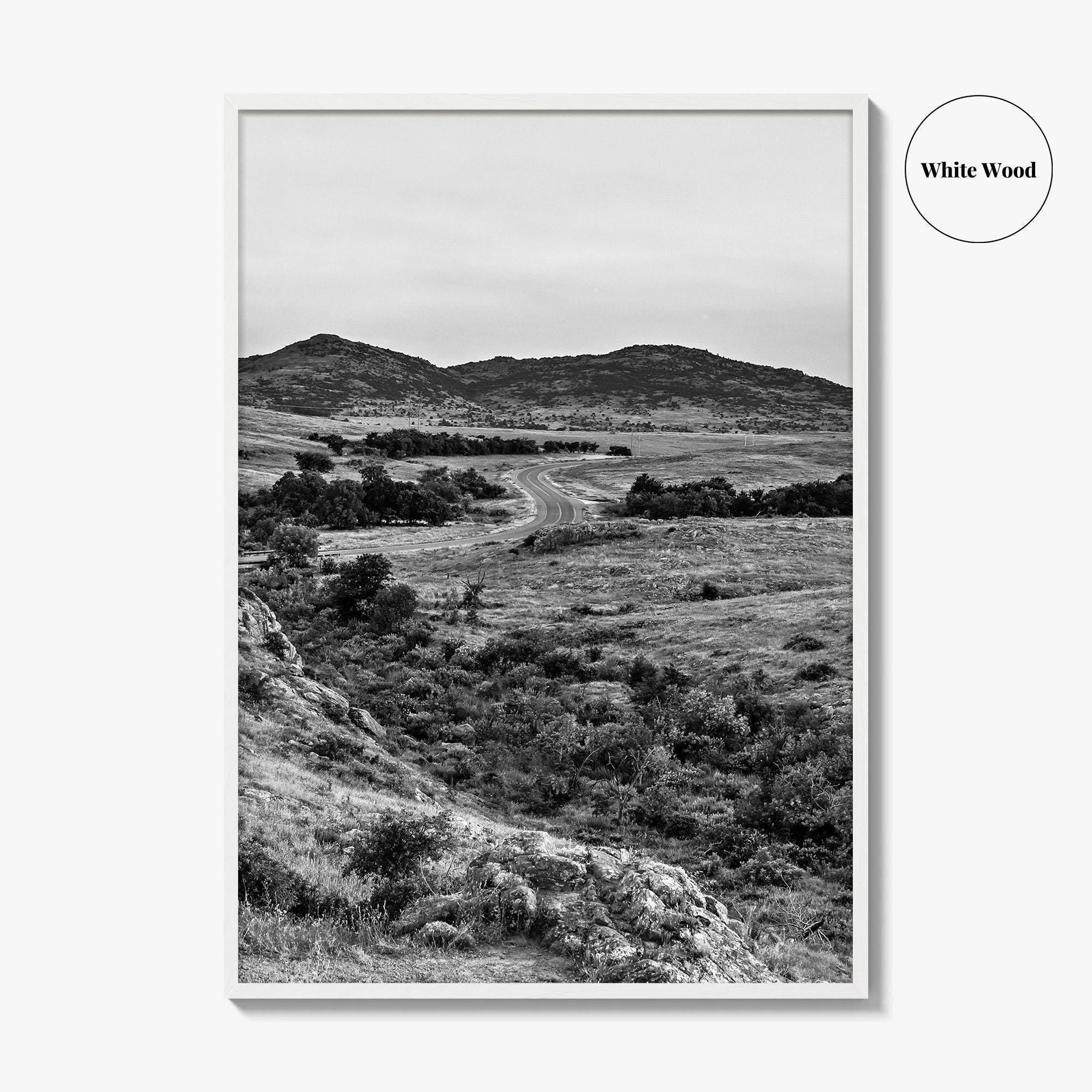 Oklahoma Black and White Fine Art Photo Print, Wichita Mountains, Lawton OK Wall Poster