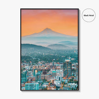 Portland Oregon Skyline Fine Art Photo Print, Mt Hood, USA Wall Poster