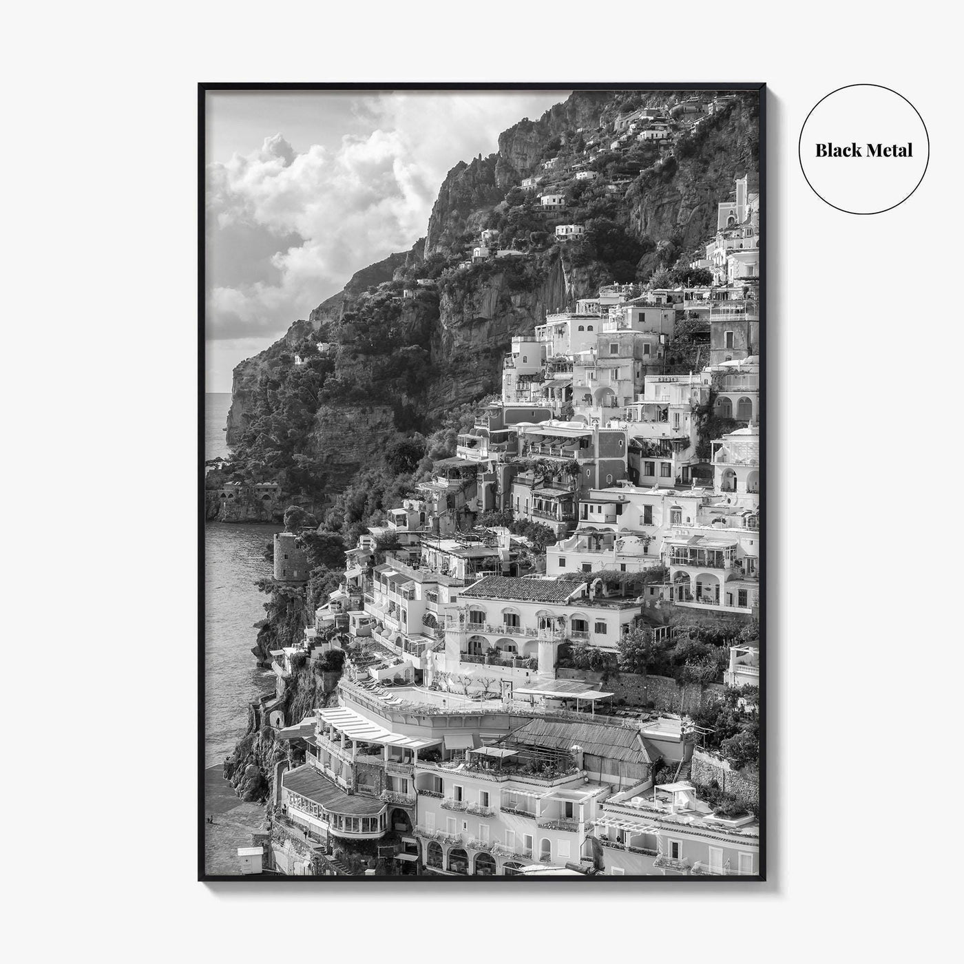 Positano Black and White Fine Art Photo Print, Amalfi Coast Italy Poster