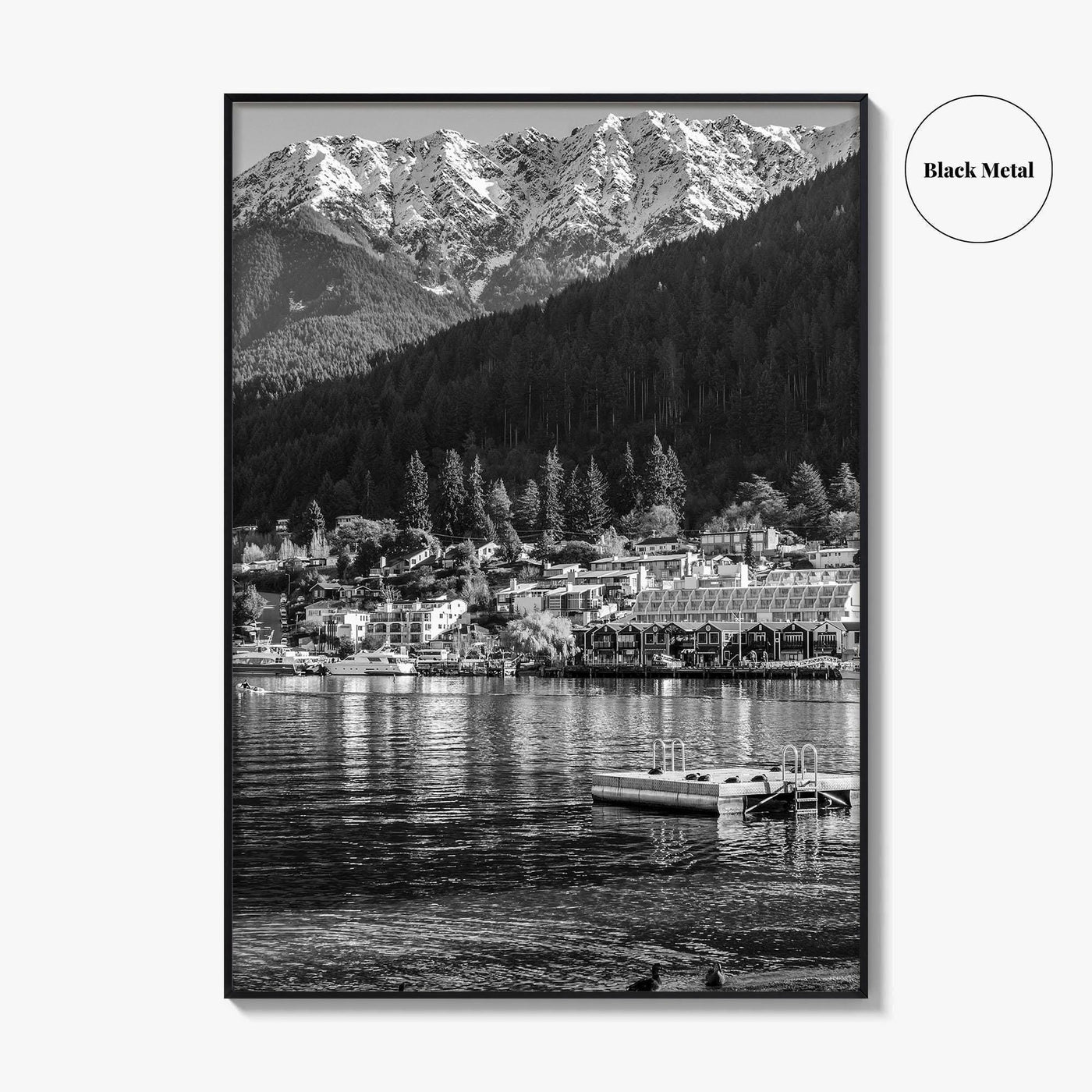 Queenstown Black and White Fine Art Photo Print, Lake Wakatipu, South Island Poster