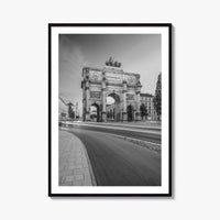 Munich Black and White Fine Art Photo Print, Siegestor, Bavaria, Germany Wall Poster
