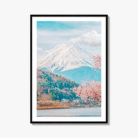 Mount Fuji Fine Art Photo Print, Kawaguchiko Japan, Sakura Cherry Blossom Wall Decor Poster
