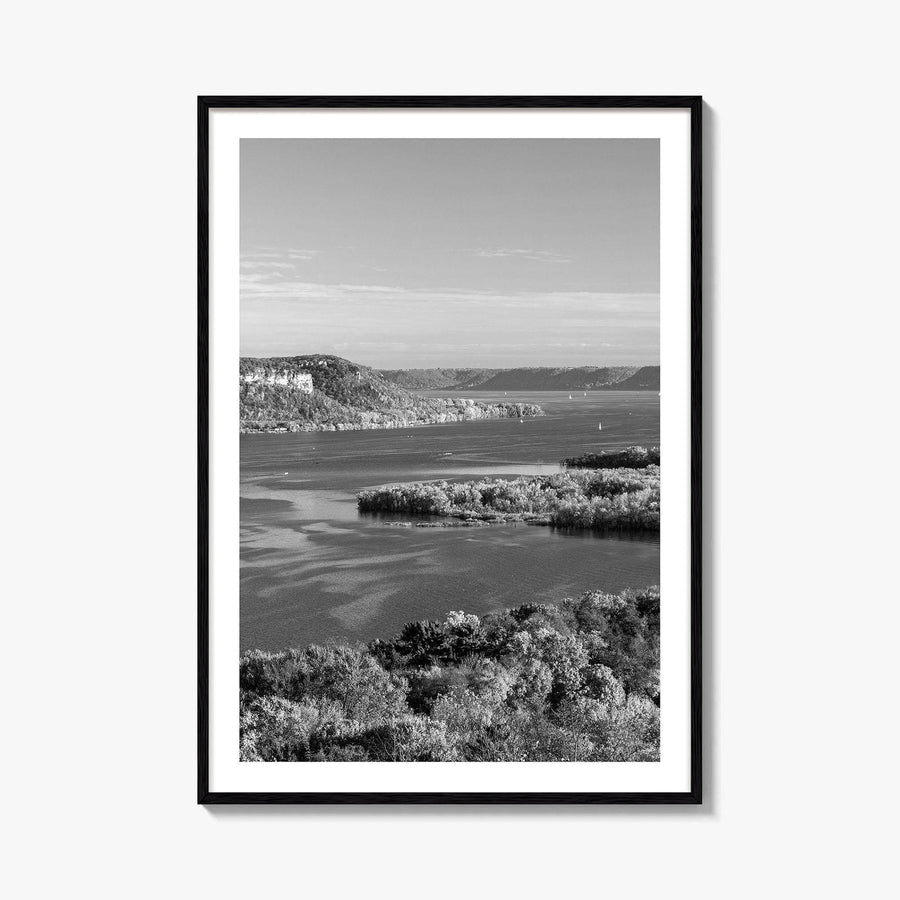 Mississippi River Black and White Fine Art Photo Print, Autumn Landscape USA Poster