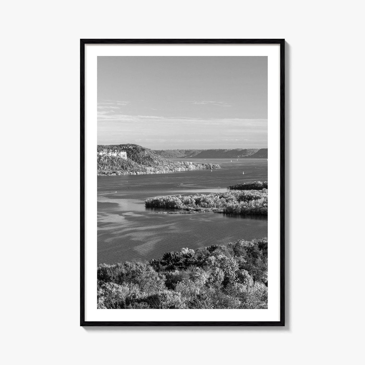 Mississippi River Black and White Fine Art Photo Print, Autumn Landscape USA Poster