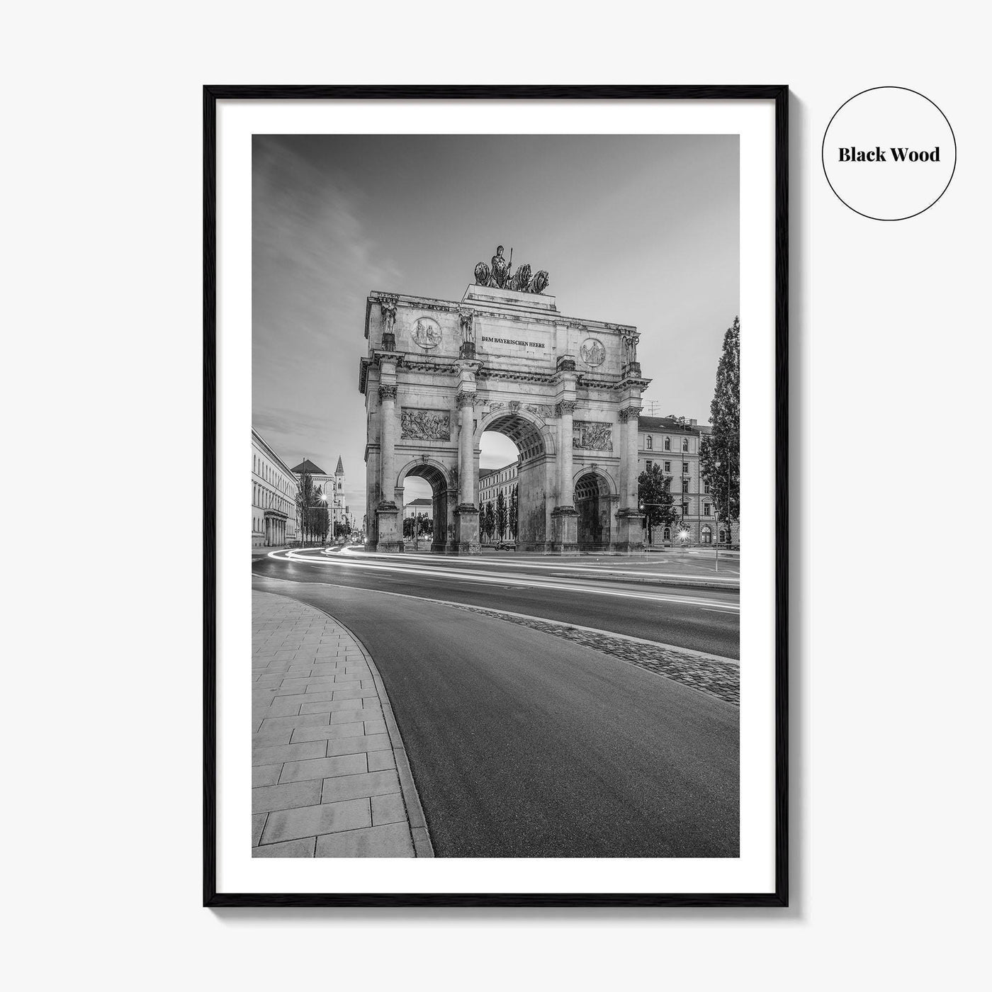 Munich Black and White Fine Art Photo Print, Siegestor, Bavaria, Germany Wall Poster