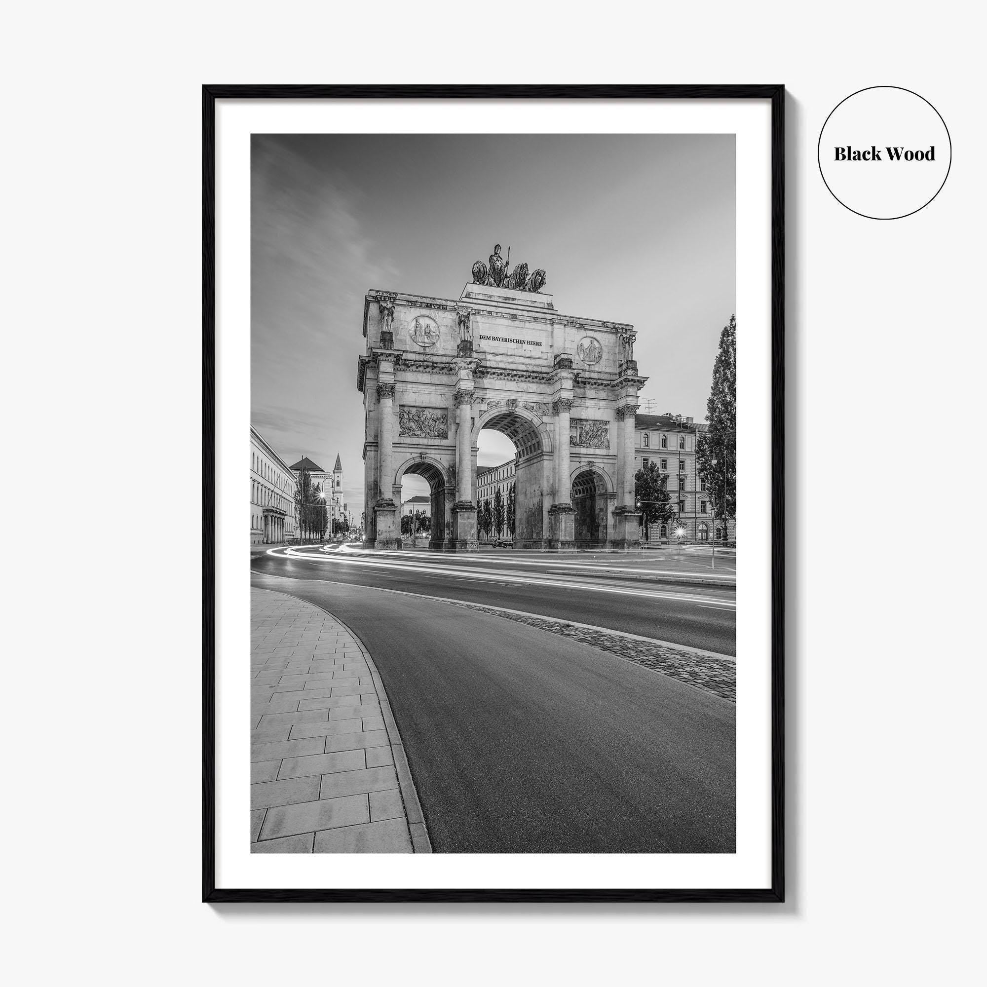 Munich Black and White Fine Art Photo Print, Siegestor, Bavaria, Germany Wall Poster