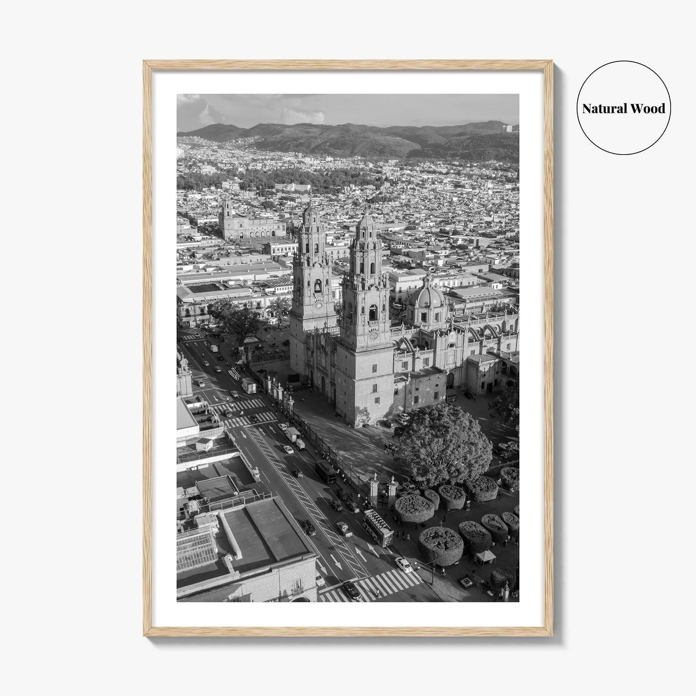 Morelia Black and White Fine Art Photo Print, Cathedral Michoacán Mexico Poster