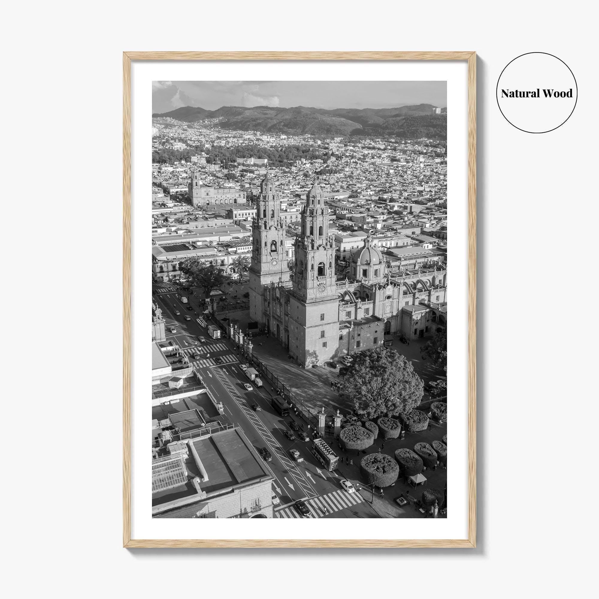 Morelia Black and White Fine Art Photo Print, Cathedral Michoacán Mexico Poster