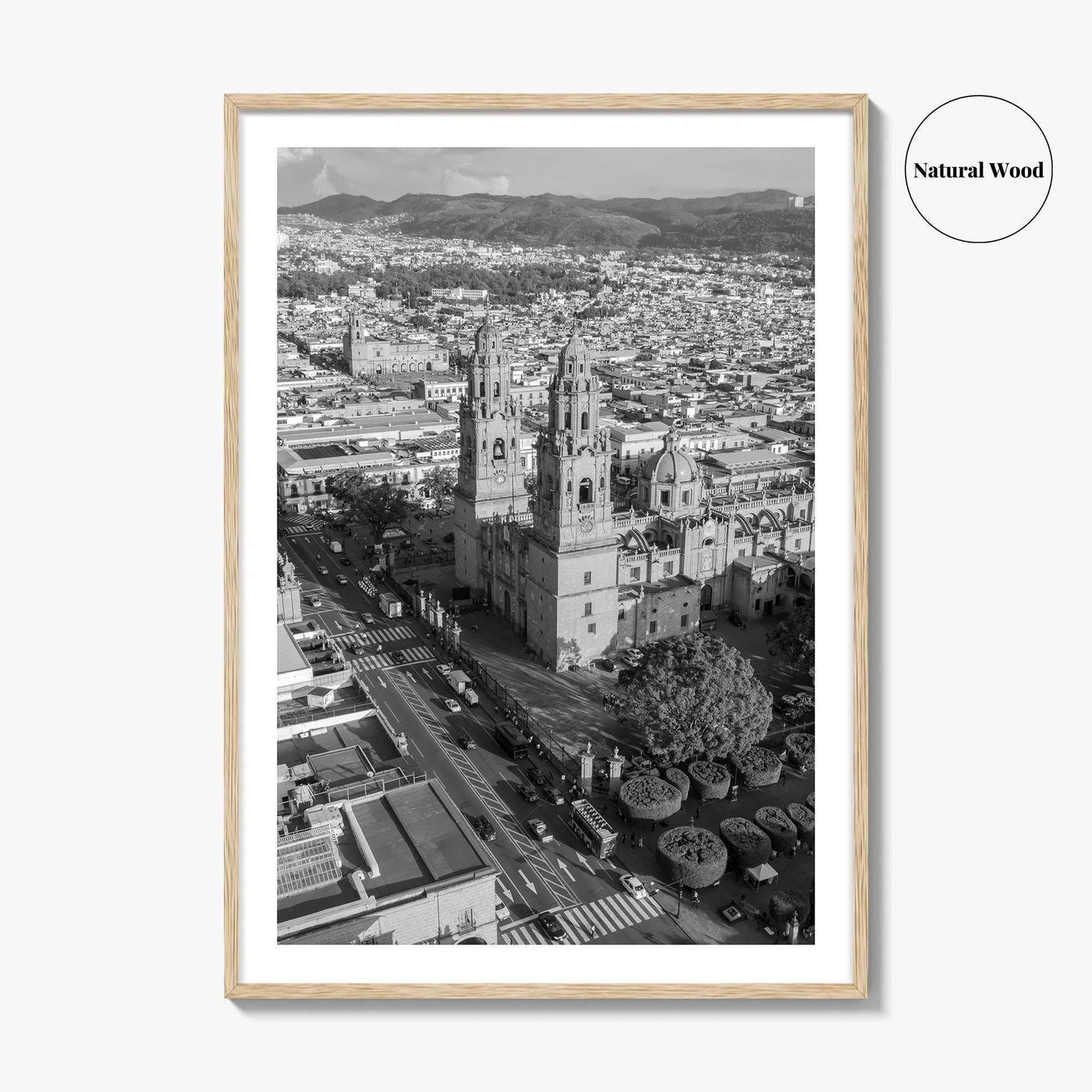 Morelia Black and White Fine Art Photo Print, Cathedral Michoacán Mexico Poster