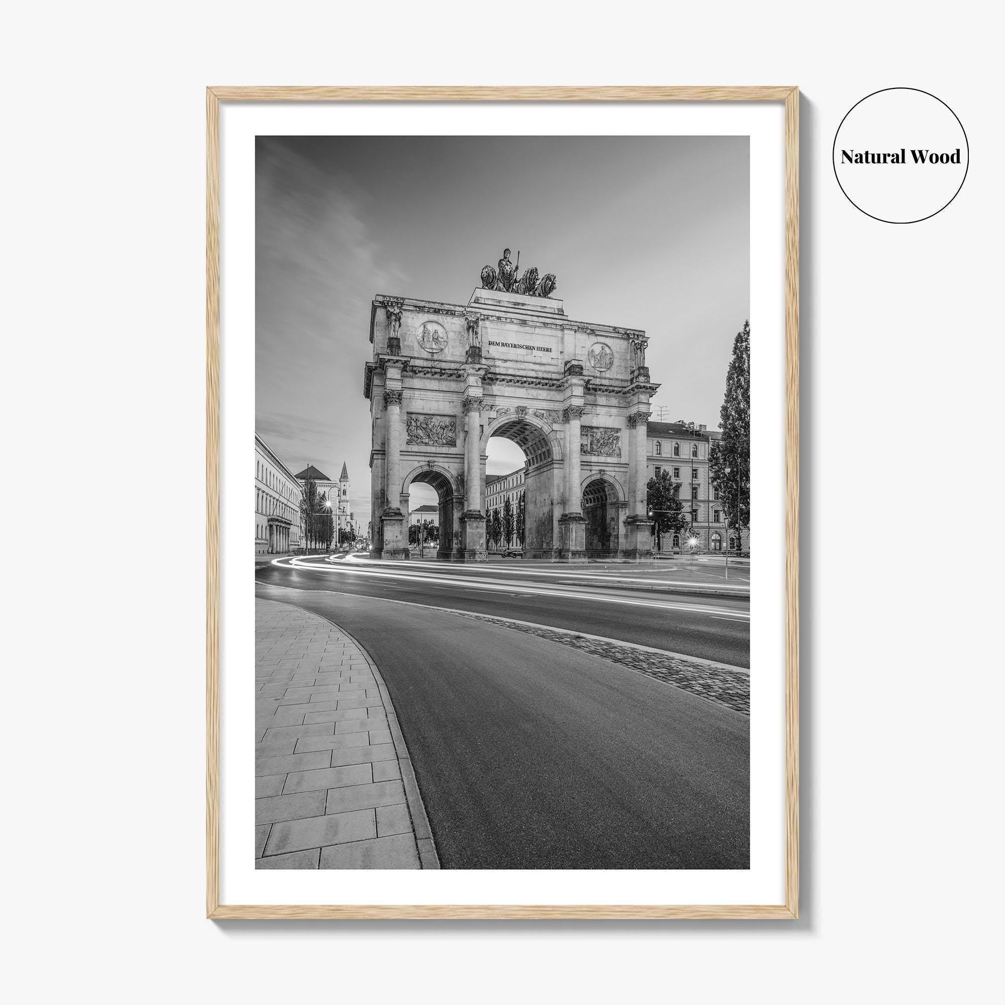 Munich Black and White Fine Art Photo Print, Siegestor, Bavaria, Germany Wall Poster