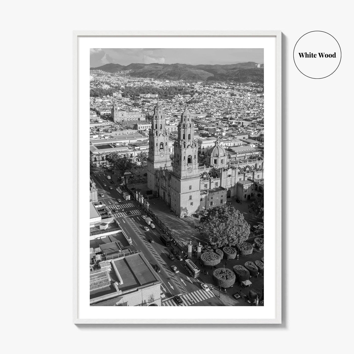 Morelia Black and White Fine Art Photo Print, Cathedral Michoacán Mexico Poster