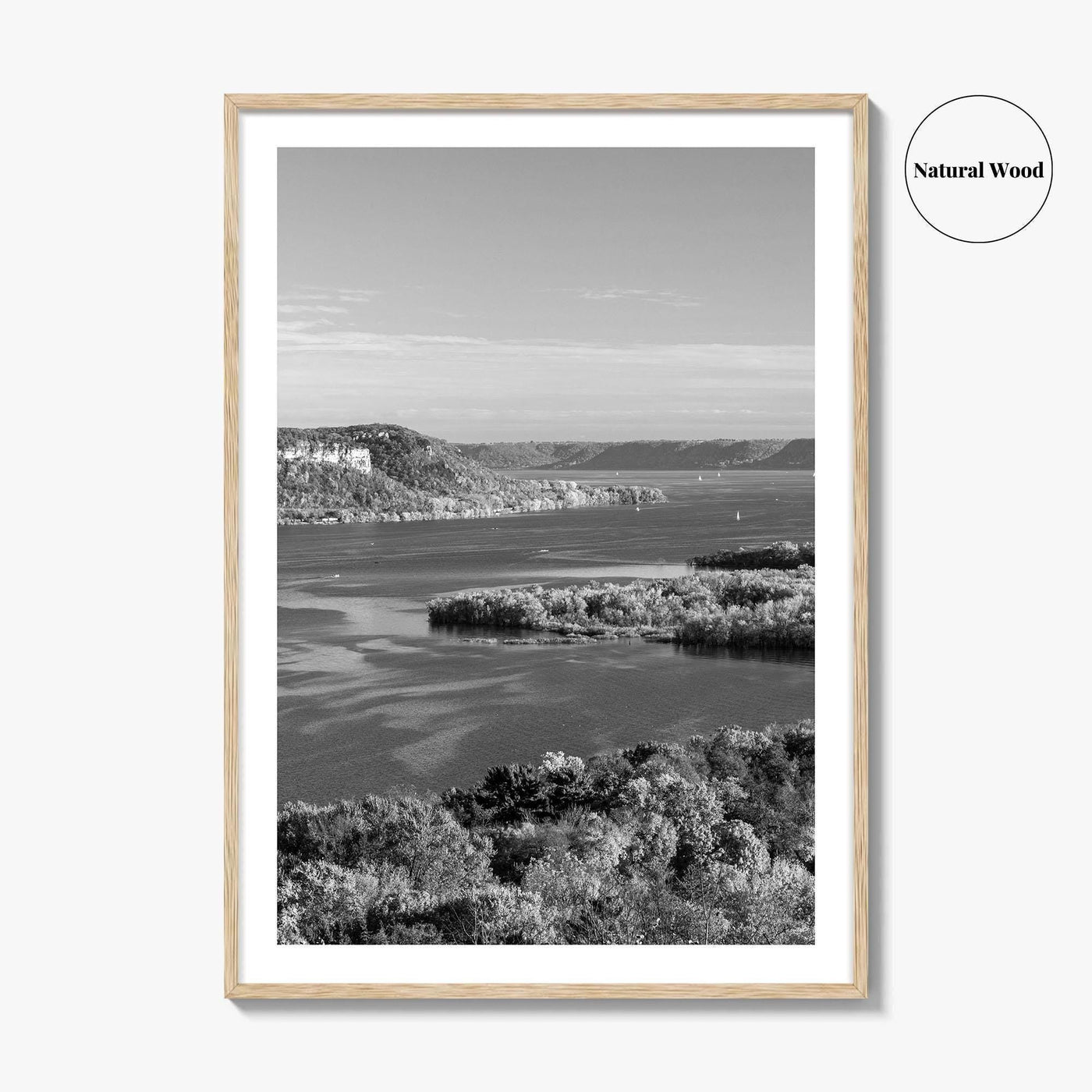 Mississippi River Black and White Fine Art Photo Print, Autumn Landscape USA Poster