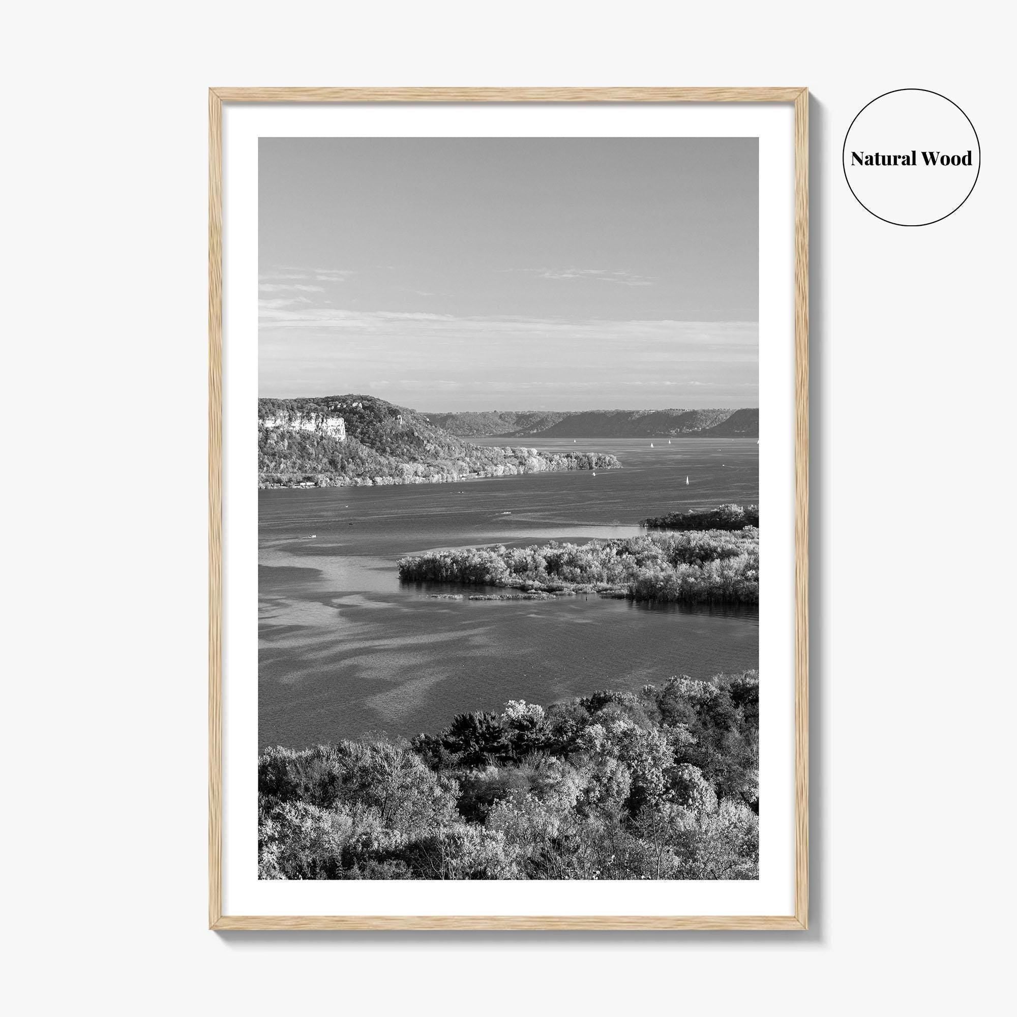 Mississippi River Black and White Fine Art Photo Print, Autumn Landscape USA Poster