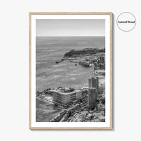 Monaco Skyline Black and White Fine Art Photo Print, Monte Carlo, Europe Poster