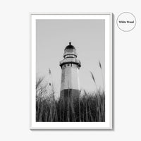 Montauk Black and White Fine Art Photo Print, Lighthouse, Hamptons, Long Island Poster
