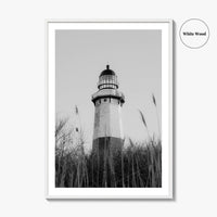 Montauk Black and White Fine Art Photo Print, Lighthouse, Hamptons, Long Island Poster
