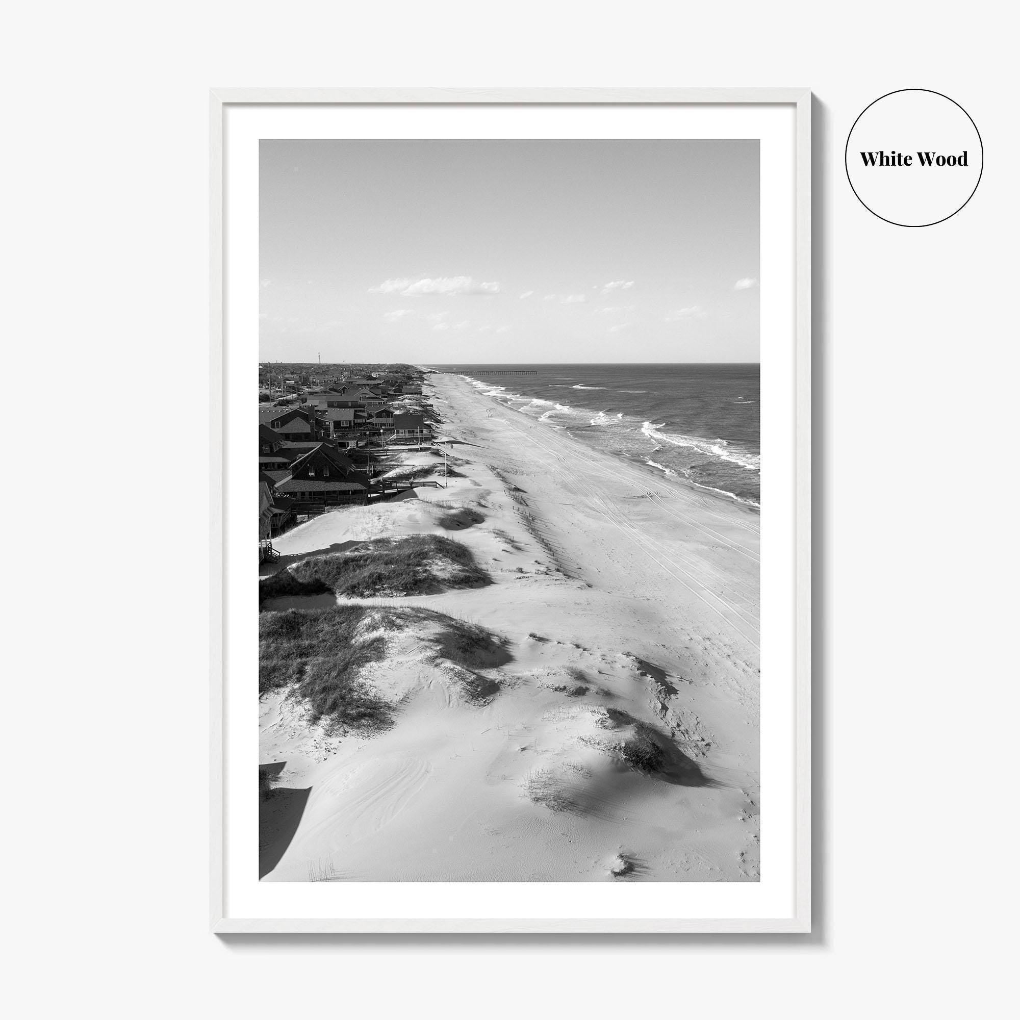 Nags Head Black and White Fine Art Photo Print, Outer Banks Fishing Pier Poster