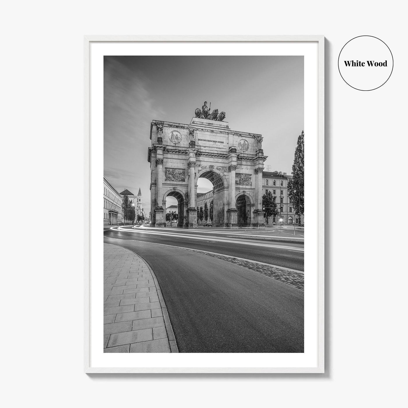 Munich Black and White Fine Art Photo Print, Siegestor, Bavaria, Germany Wall Poster