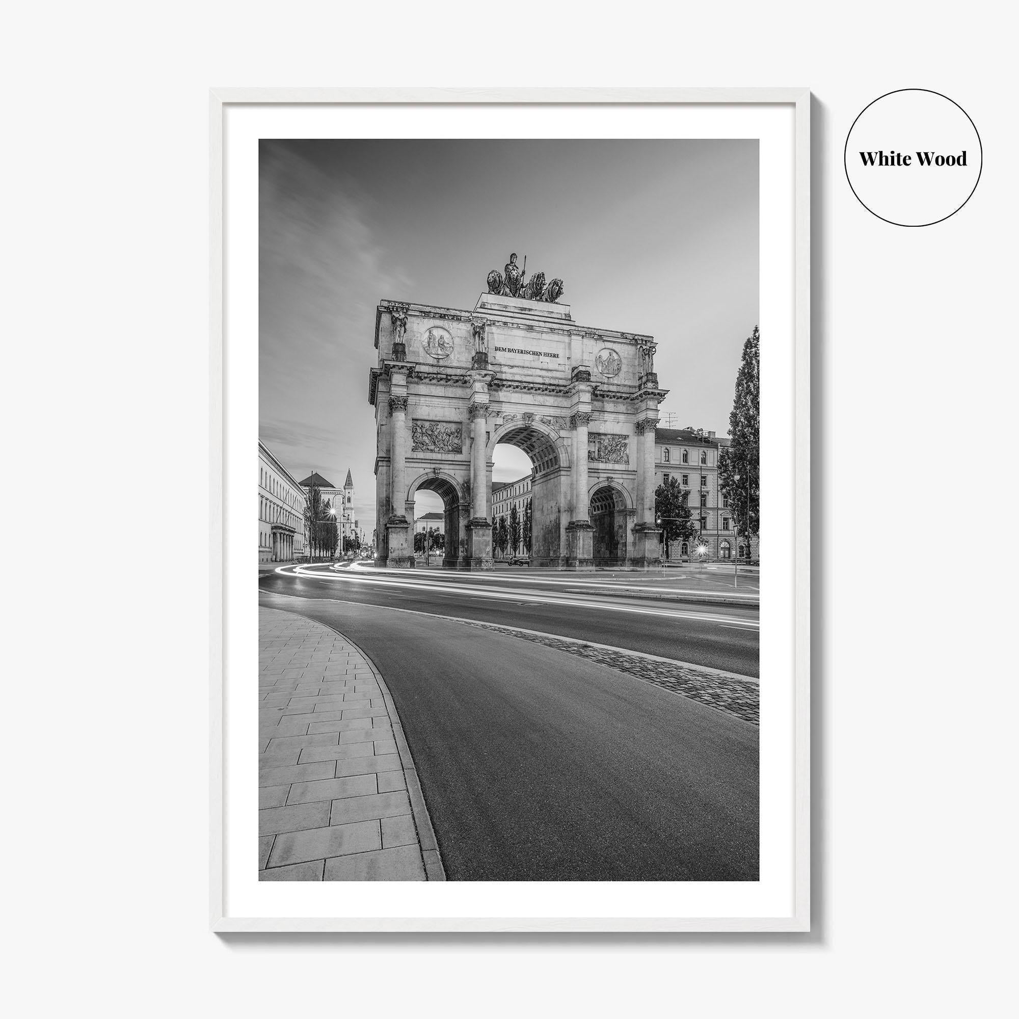 Munich Black and White Fine Art Photo Print, Siegestor, Bavaria, Germany Wall Poster