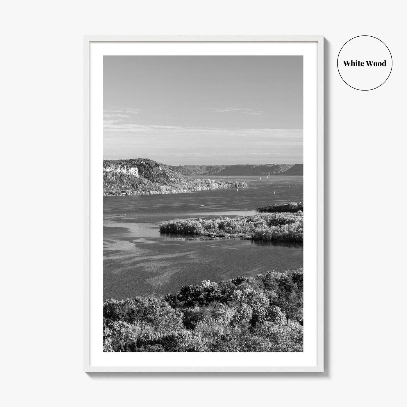 Mississippi River Black and White Fine Art Photo Print, Autumn Landscape USA Poster
