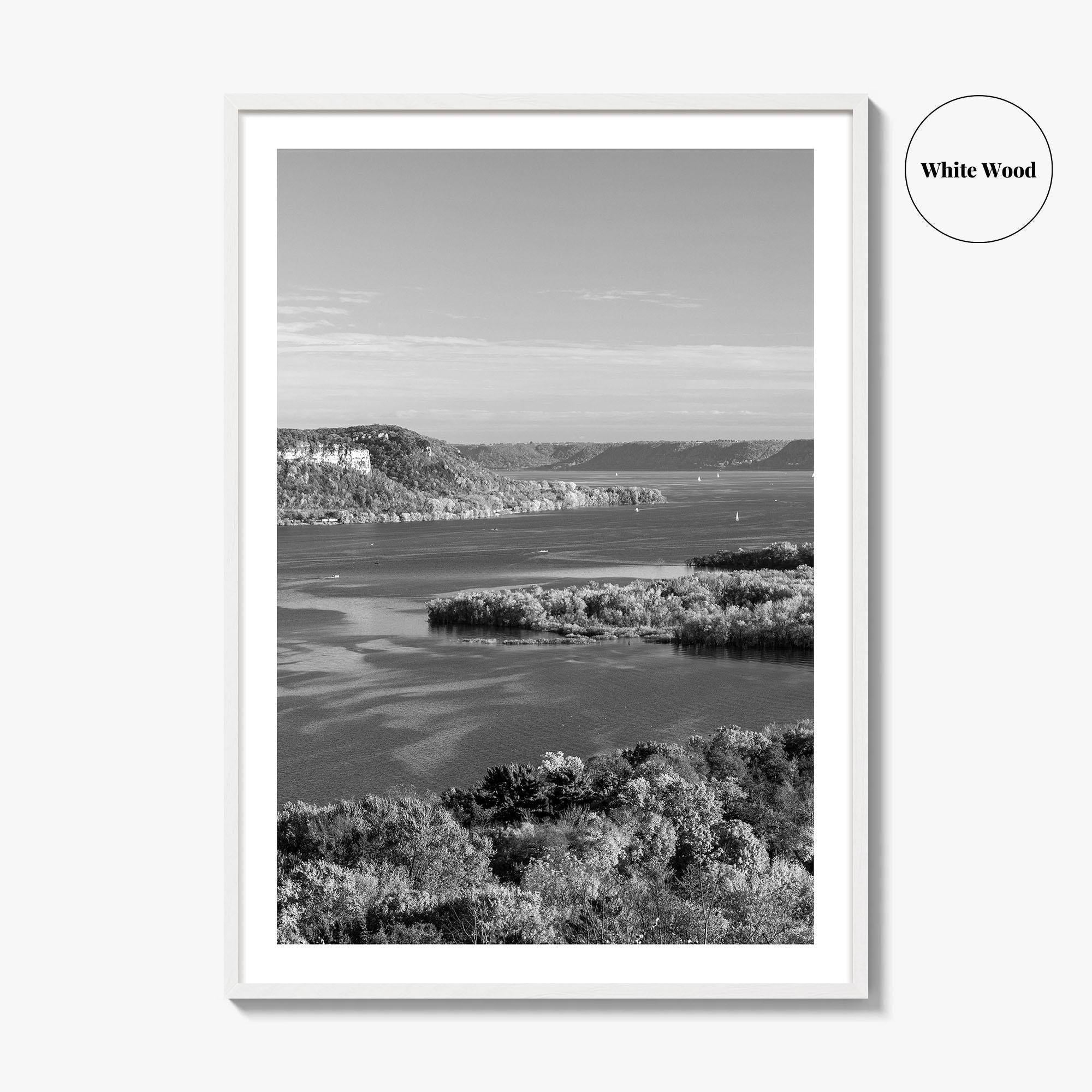 Mississippi River Black and White Fine Art Photo Print, Autumn Landscape USA Poster