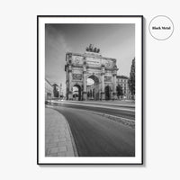 Munich Black and White Fine Art Photo Print, Siegestor, Bavaria, Germany Wall Poster