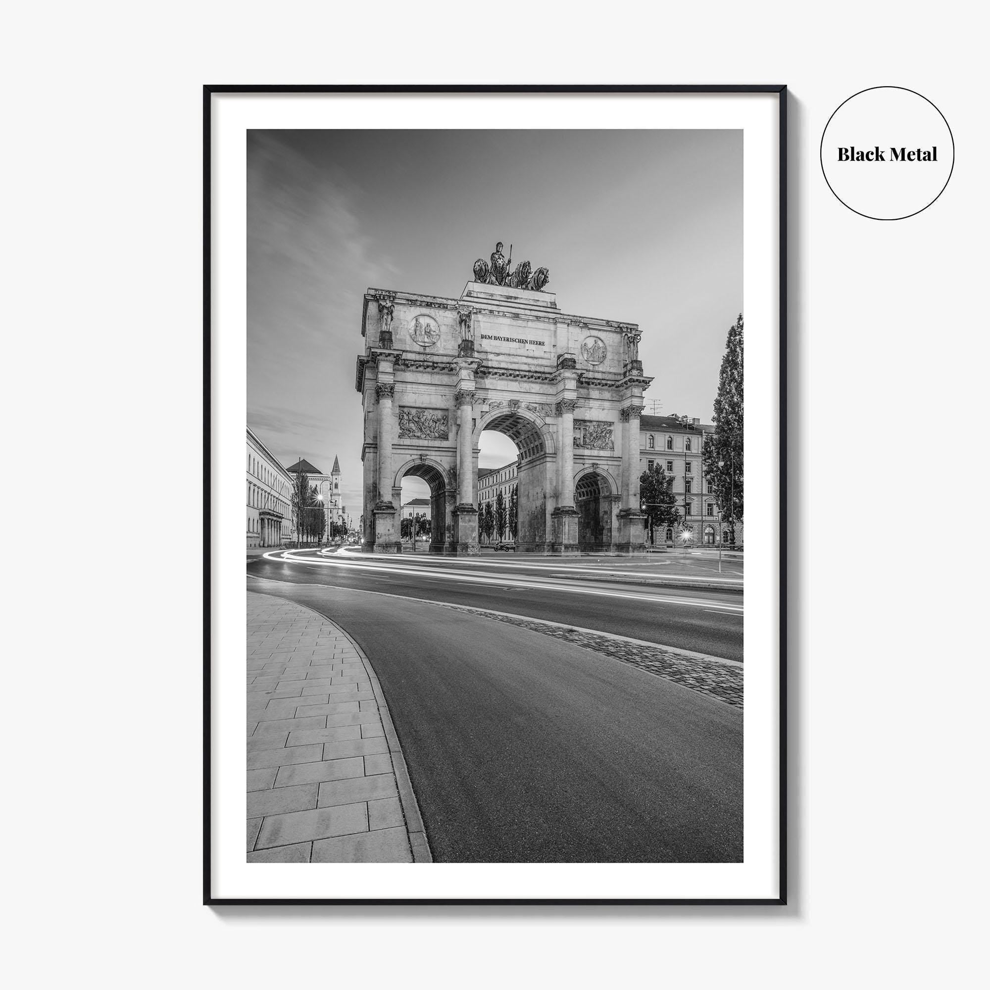 Munich Black and White Fine Art Photo Print, Siegestor, Bavaria, Germany Wall Poster